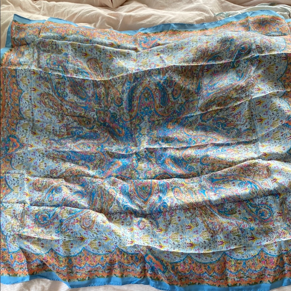 Maya Paisley Scarf in Blue and Orange